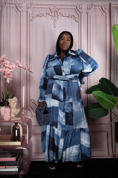 Plus size blue jean maxi dress Clearance