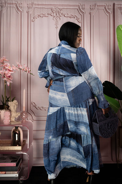 Denim Patch Maxi Dress