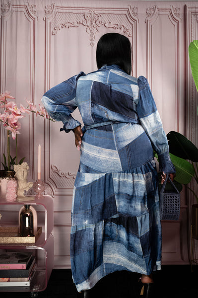 Denim Patch Maxi Dress