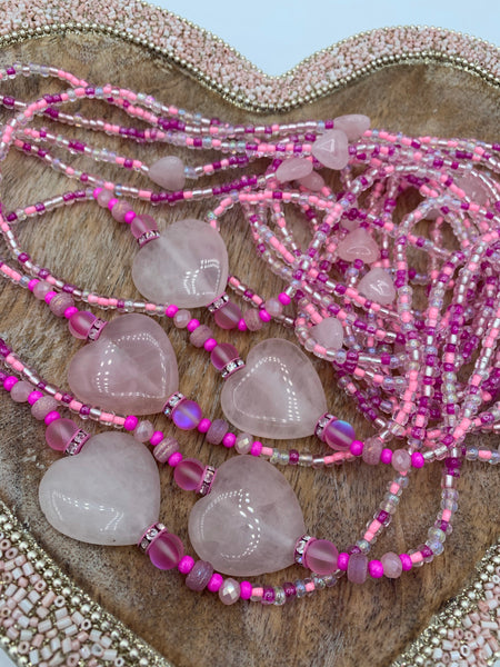 Pink Love Overload Rose Quartz Waistbead