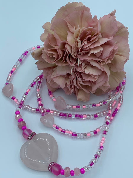 Pink Love Overload Rose Quartz Waistbead