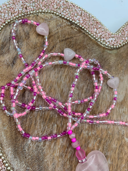 Pink Love Overload Rose Quartz Waistbead